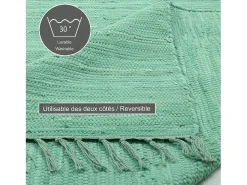 Alfombra de algodón tejida a mano y reversible 120x180 cm Menta Happy Cotton Verde almendra Online