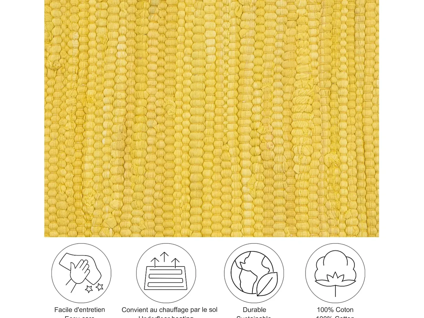 Alfombra de algodón tejida a mano y reversible 120x180 cm Happy Cotton Amarillo Sale