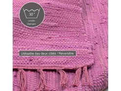 Alfombra de algodón tejida a mano y reversible 160x230 cm Fuchisa Happy Cotton Fucsia Sale