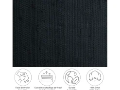 Alfombra de algodón tejida a mano y reversible 60x120 cm Happy Cotton Negro