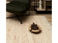 Outlet The Home Deco Factory Alfombra de arpillera con flecos 120x170 cm Marru00f3n