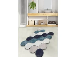 Alfombra de baño Circle azul oscuro beige blanco Multicolor Outlet