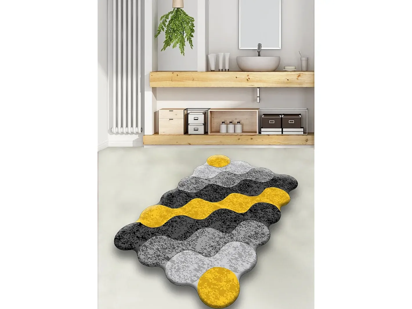 Alfombra De Baño|Ropa De Cama-Alfombra de baño Circle gris antracita amarillo Multicolor