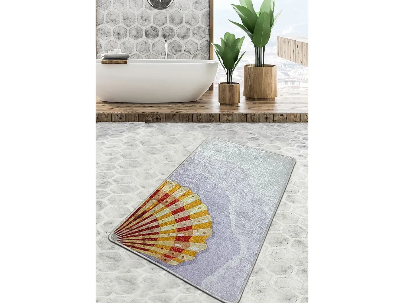 New Alfombra de baño Concha Djt (80 x 100) Multicolor