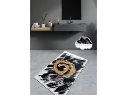 Alfombra de baño Dagger (80 x 100) oro blanco negro Multicolor