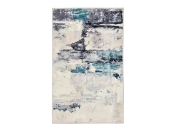 Online Alfombra de baño estampada con pelo suave 70x120 cm Turquesa multi Ariella Azul turquesa