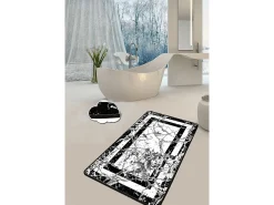 Outlet Alfombra de baño Marmor blanco negro Multicolor