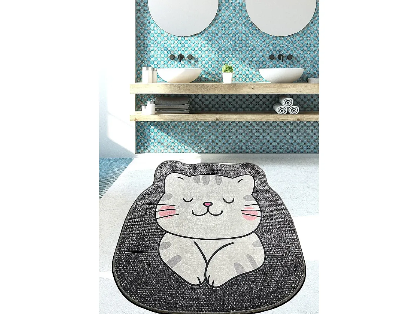 Best Alfombra de baño Neko (80 cm) gris Multicolor