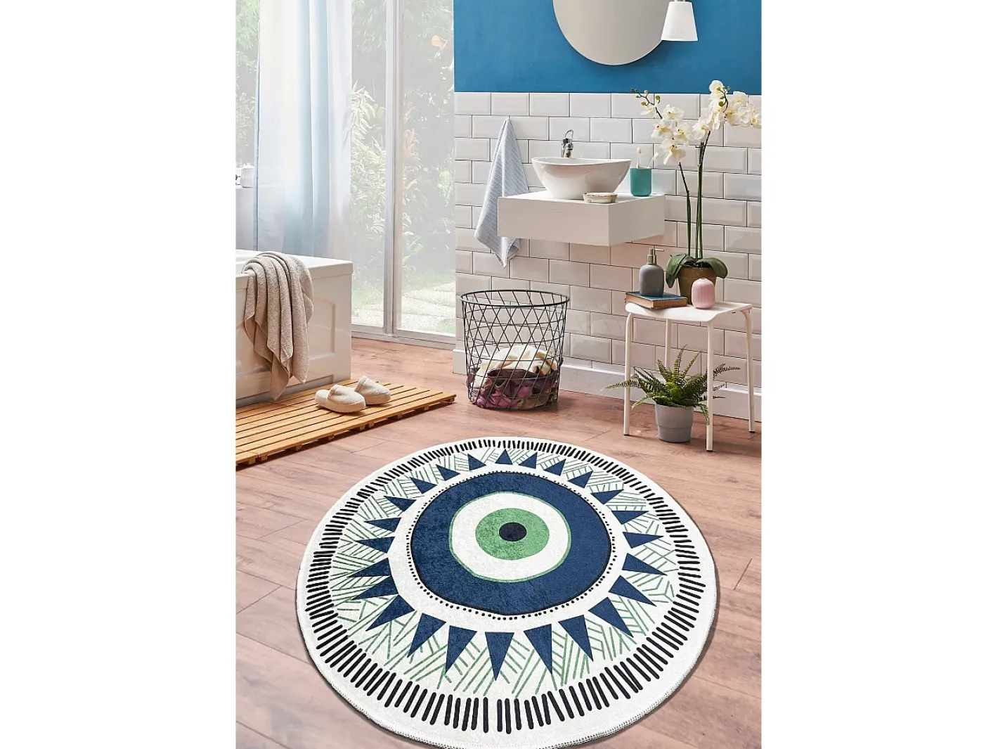Online Alfombra de baño Occhio (200) verde gris azul oscuro verde Multicolor