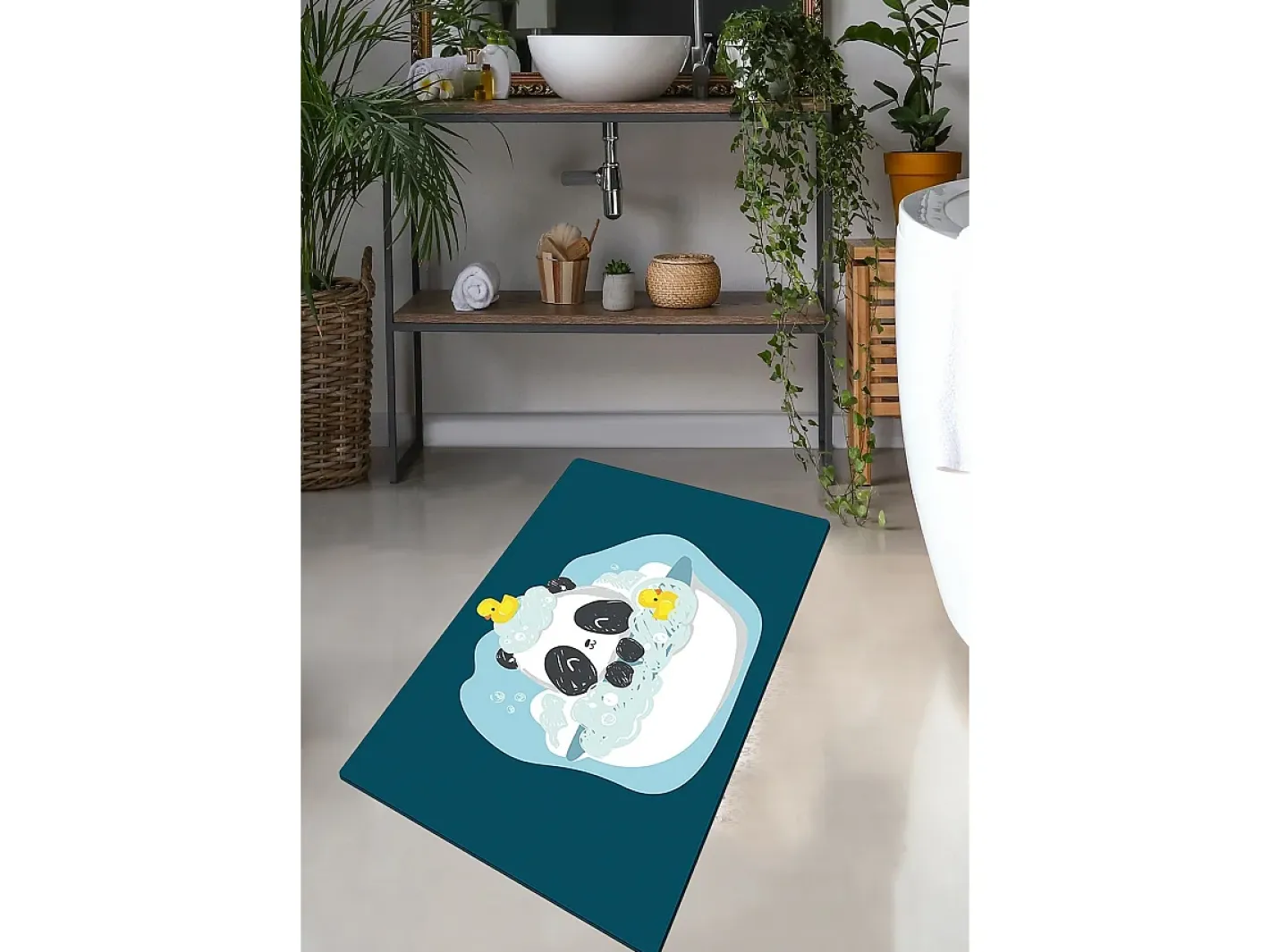 Alfombra De Baño|Ropa De Cama-Alfombra de baño Panda In The Water Multicolor