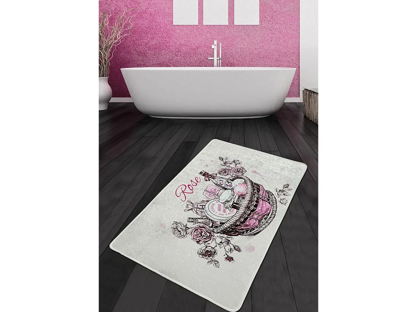 Clearance Alfombra de baño Rose Basket Djt (80 x 100) Multicolor