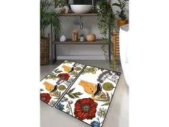 Alfombra De Baño|Ropa De Cama-Alfombra de baño Set (3 piezas) Hennaed Cat Multicolor