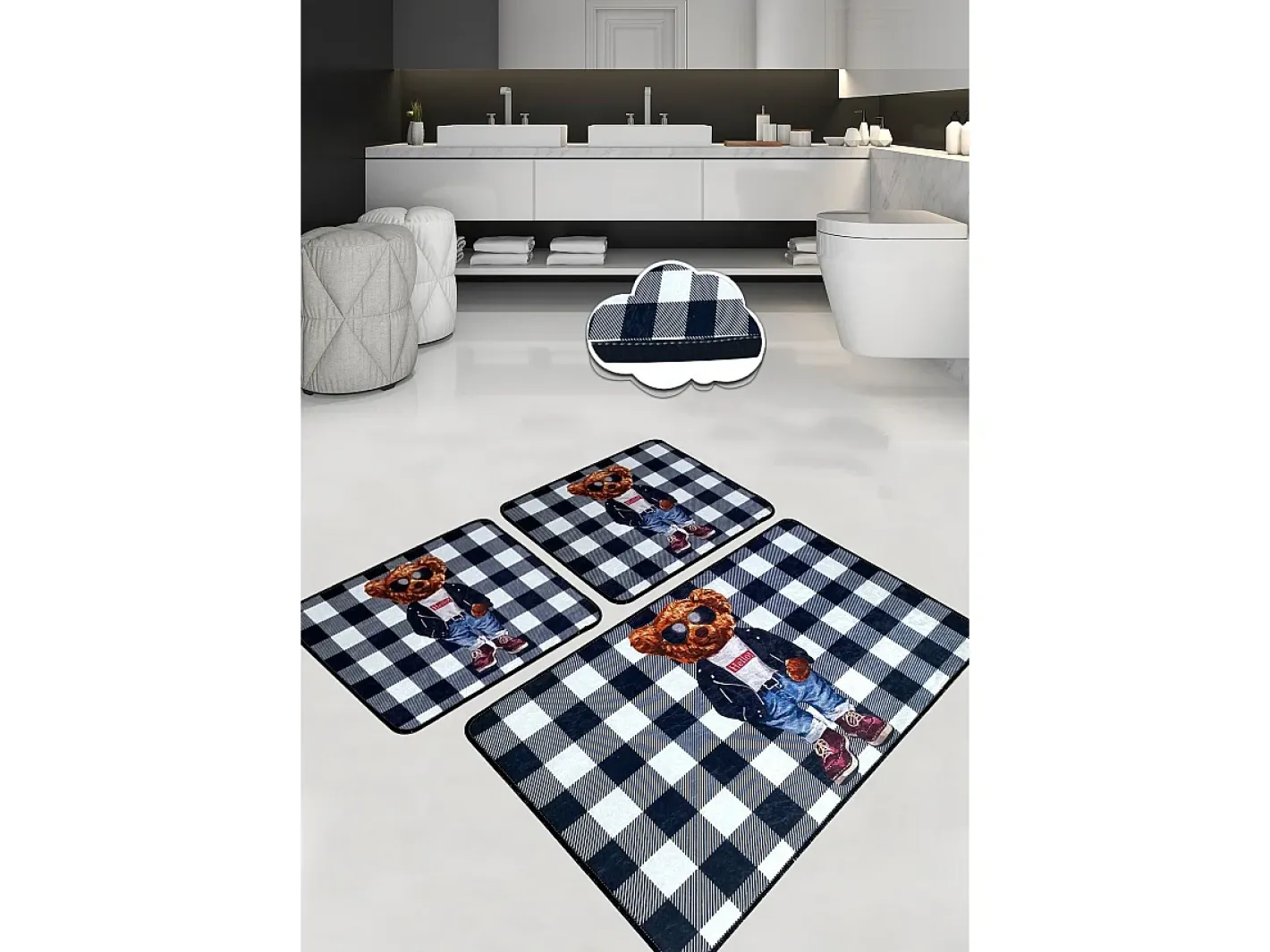Alfombra de baño Set (3 piezas) Heat Multicolor Online