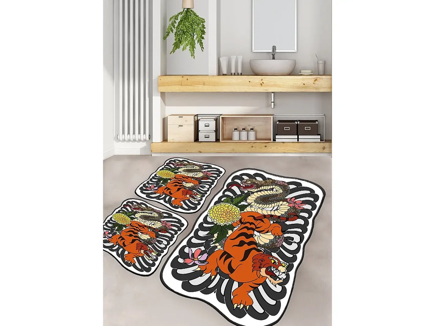 Alfombra de baño Set (3 piezas) Wild Animals Multicolor New