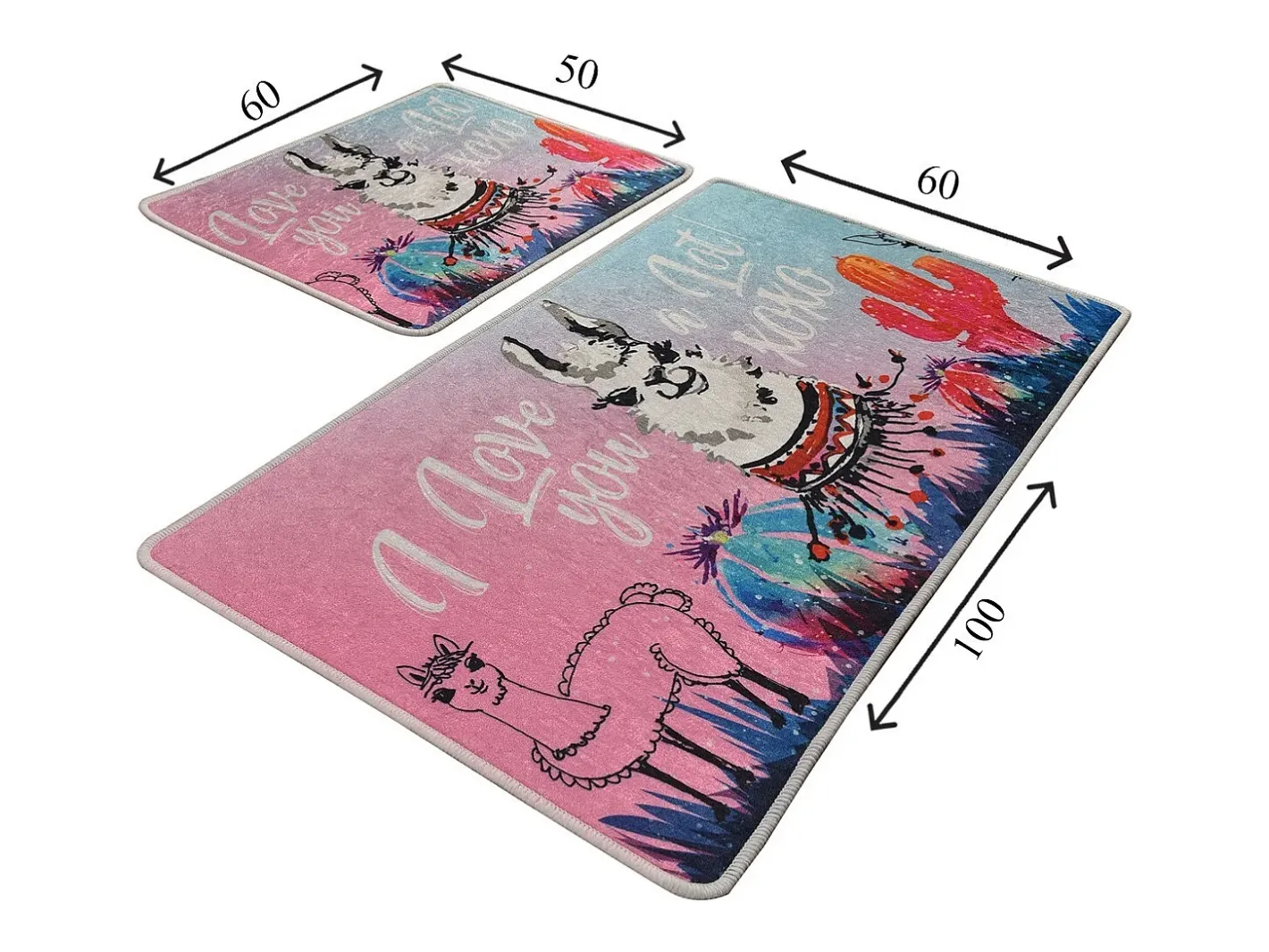 Alfombra De Baño|Ropa De Cama-Alfombra de baño Set (2 piezas) White Lama Multicolor