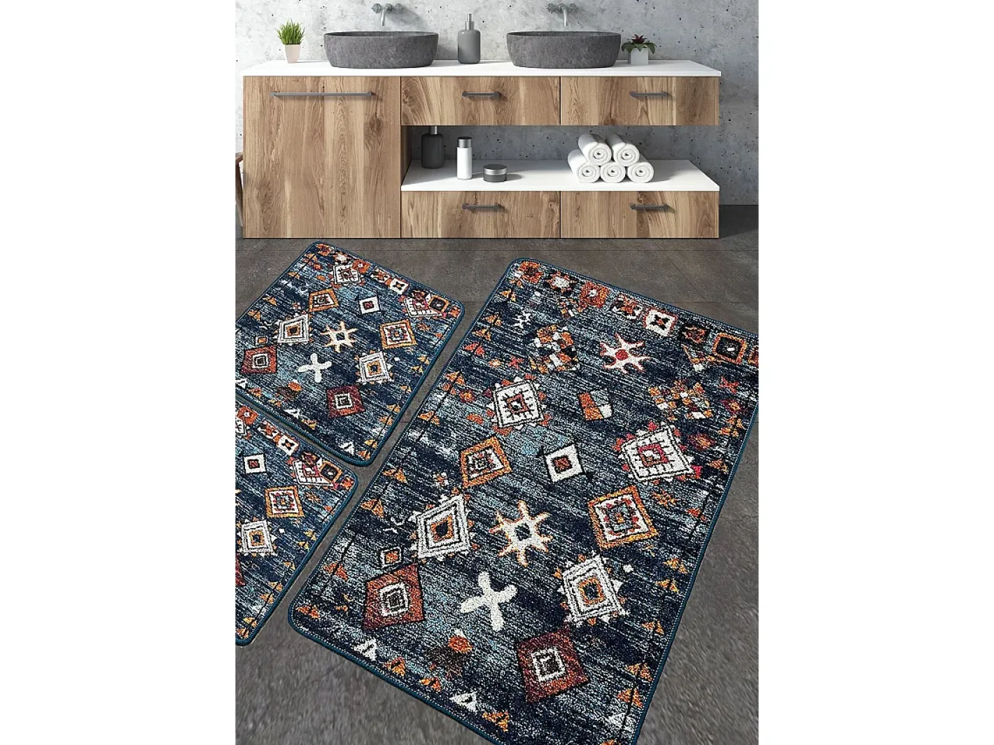 Alfombra De Baño|Ropa De Cama-Alfombra de baño Set (3 piezas) Ressal Multicolor