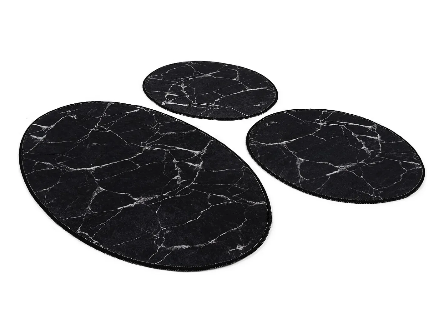 Alfombra de baño Set (3 piezas) Marble blanco negro Multicolor Outlet