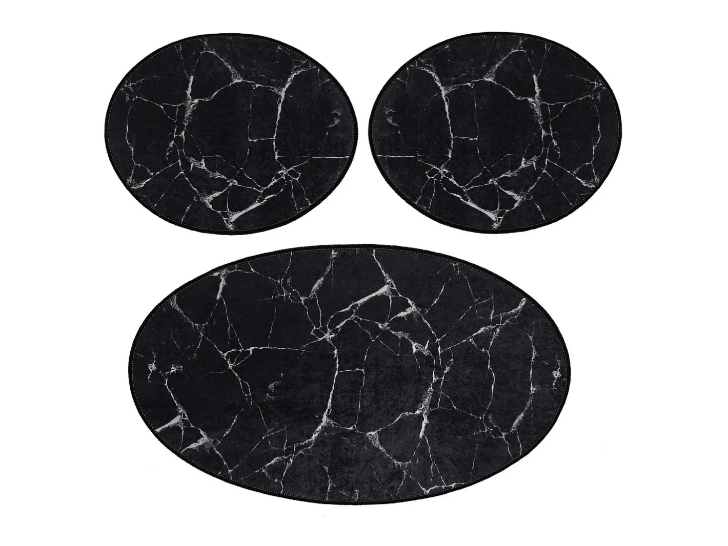 Alfombra de baño Set (3 piezas) Marble blanco negro Multicolor Outlet