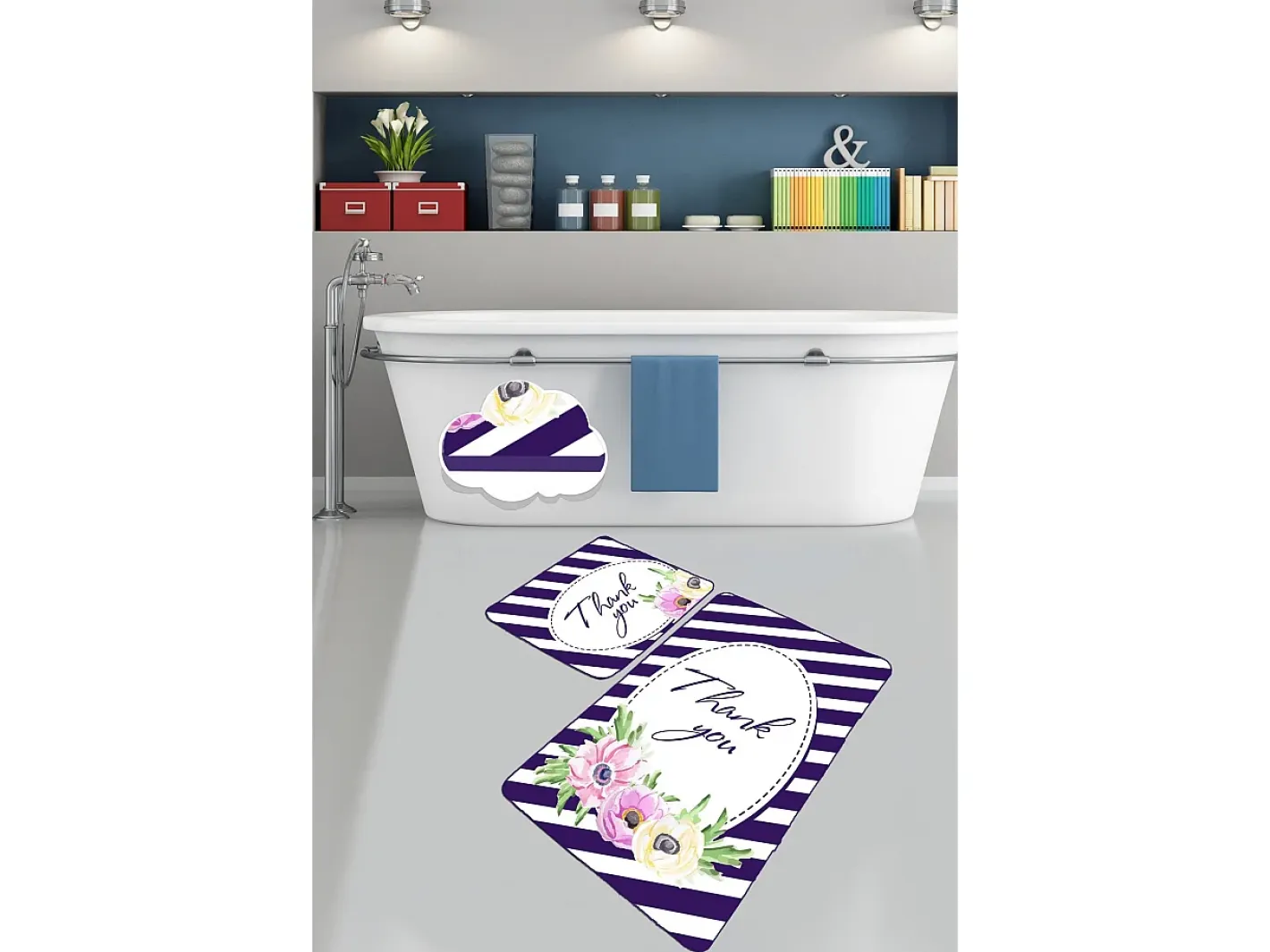 Alfombra de baño Set (2 piezas) Thank You Multicolor