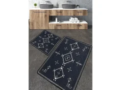 Alfombra de baño Set (2 piezas) Antiguo gris oscuro Multicolor