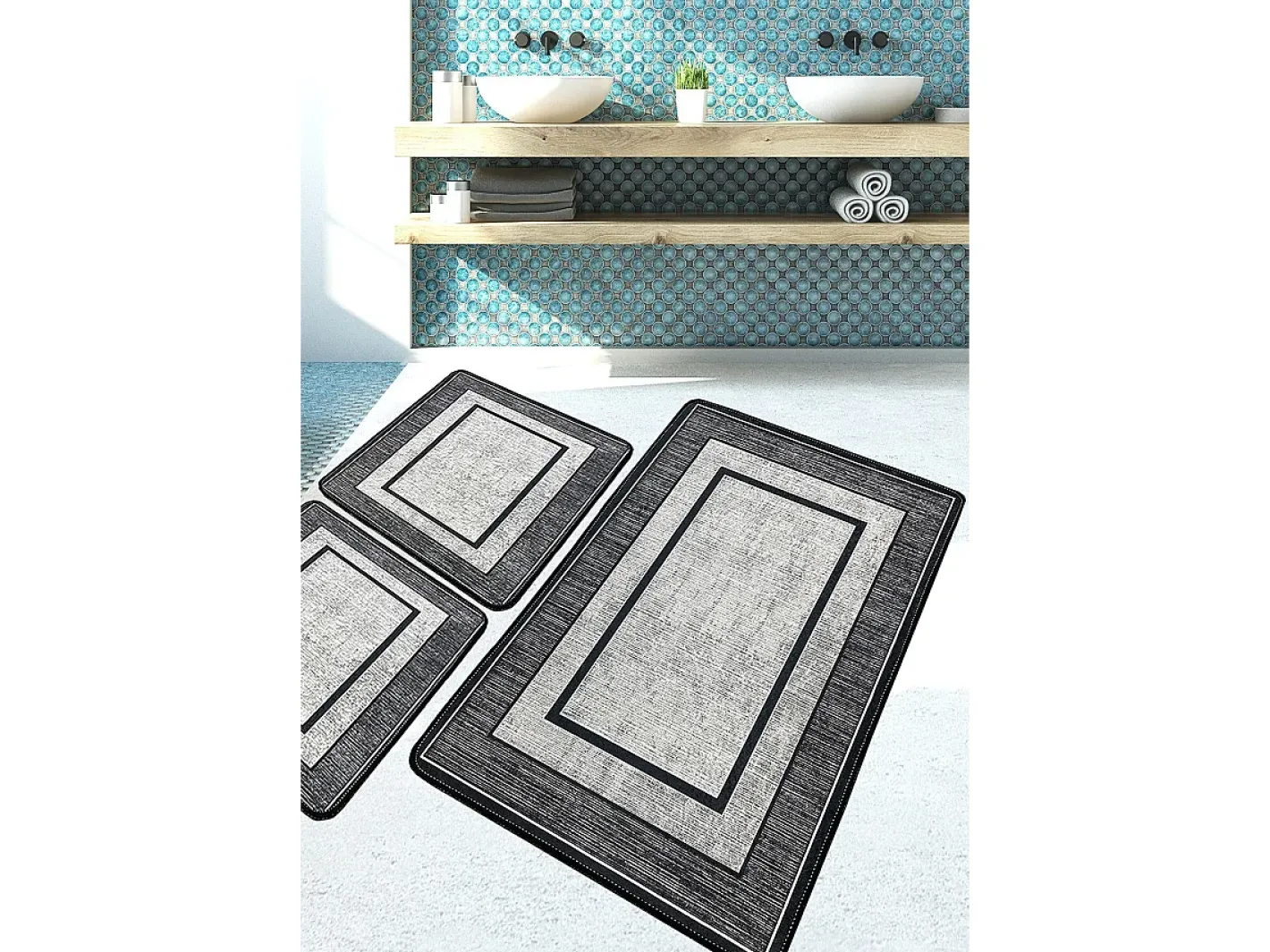 Alfombra De Baño|Ropa De Cama-Alfombra de baño Set (3 piezas) Patra Multicolor