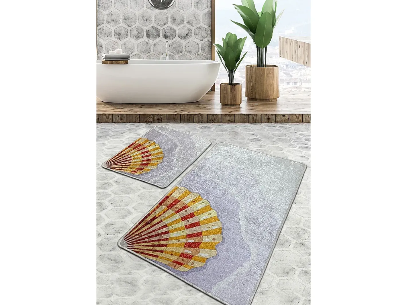 Alfombra de baño Set (2 piezas) Concha Djt Multicolor Best