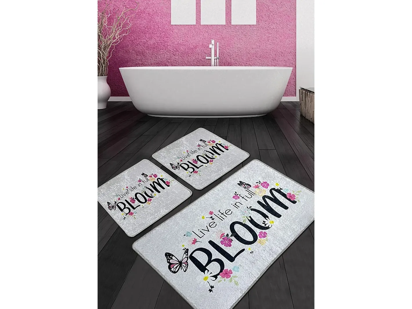 Alfombra de baño Set (3 piezas) Bloom Djt Multicolor Best
