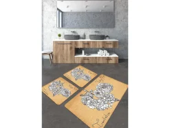 Alfombra de baño Set (3 piezas) Vintage Roses blanco amarillo Multicolor Outlet