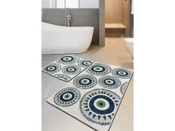 Clearance Alfombra de baño Set (2 piezas) Occhio verde gris azul oscuro verde Multicolor