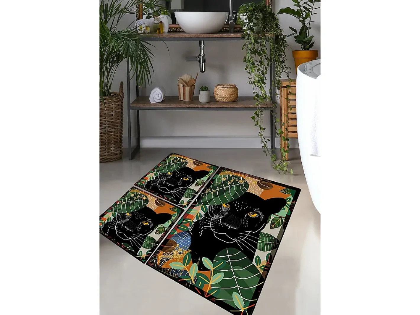 Hot Alfombra de baño Set (3 piezas) Schwarz Multicolor