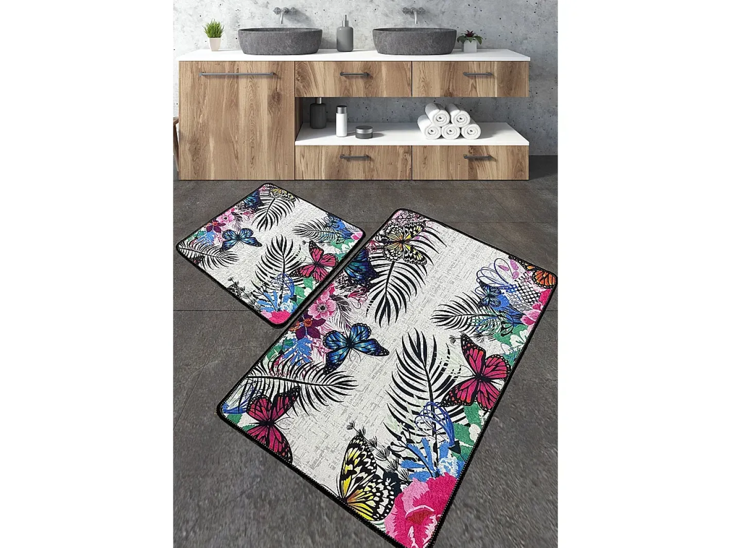 Alfombra De Baño|Ropa De Cama-Alfombra de baño Set (2 piezas) Noirobi Multicolor