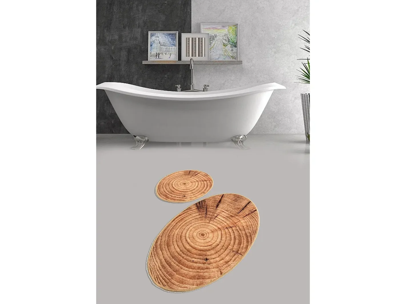 Alfombra de baño Set (2 piezas) Wood DJT Multicolor Clearance