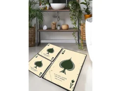 Hot Alfombra de baño Set (3 piezas) Playing Cards Multicolor