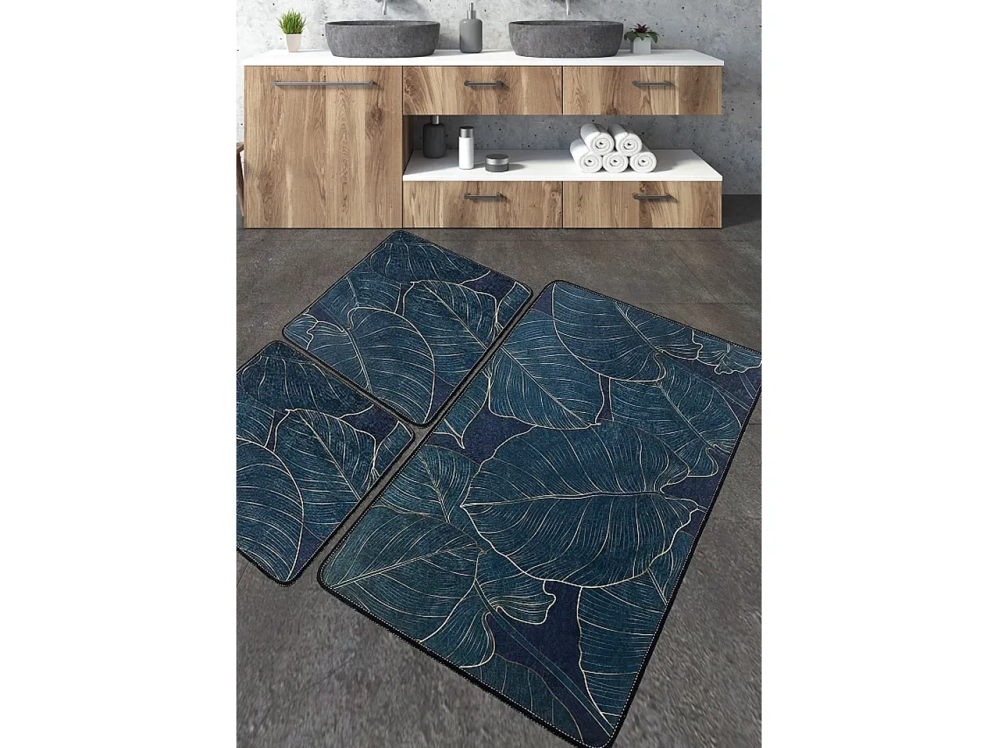 Alfombra de baño Set (3 piezas) Zeleno Multicolor