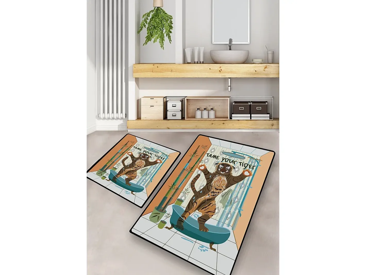 Hot Alfombra de baño Set (2 piezas) Tame Your Tiger Multicolor
