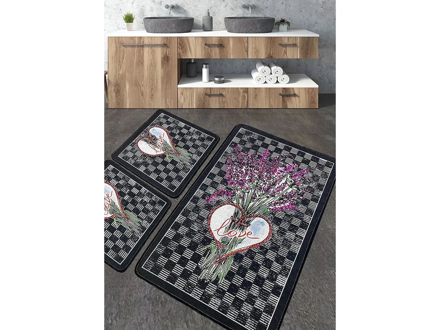 Alfombra De Baño|Ropa De Cama-Alfombra de baño Set (3 piezas) Levan Multicolor