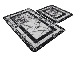 Alfombra De Baño|Ropa De Cama-Alfombra de baño Set (2 piezas) Marmor blanco negro Multicolor