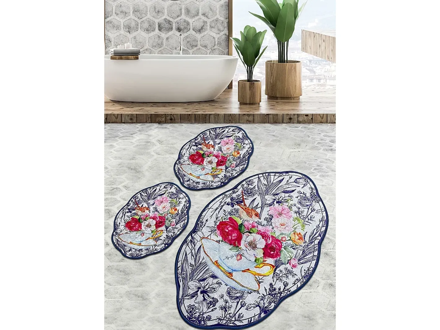 Outlet Alfombra de baño Set (3 piezas) Birdie Lohal Djt Multicolor