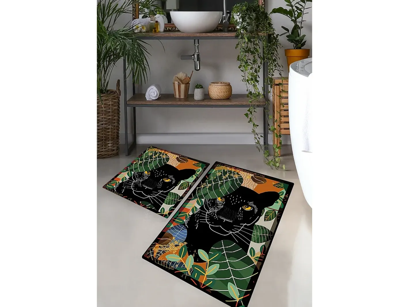 Alfombra de baño Set (2 piezas) Schwarz Multicolor Discount