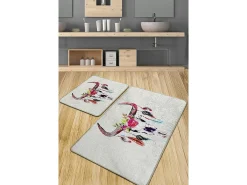Alfombra De Baño|Ropa De Cama-Alfombra de baño Set (2 piezas) Cervo Djt Multicolor