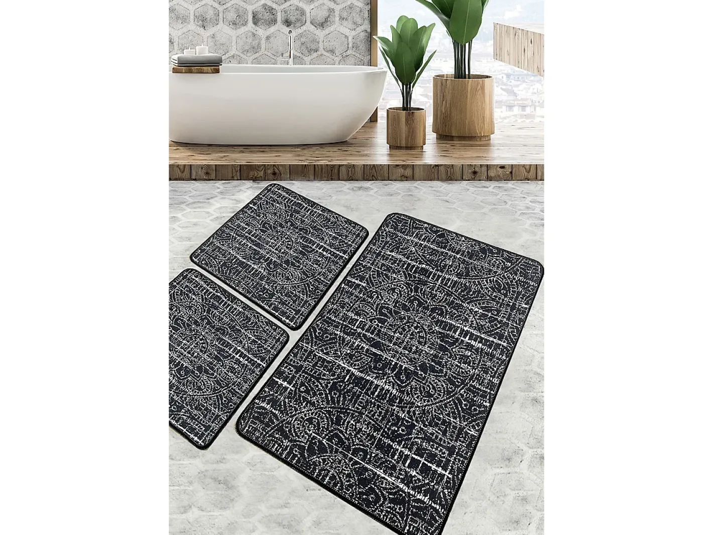 Alfombra De Baño|Ropa De Cama-Alfombra de baño Set (3 piezas) Asara Multicolor