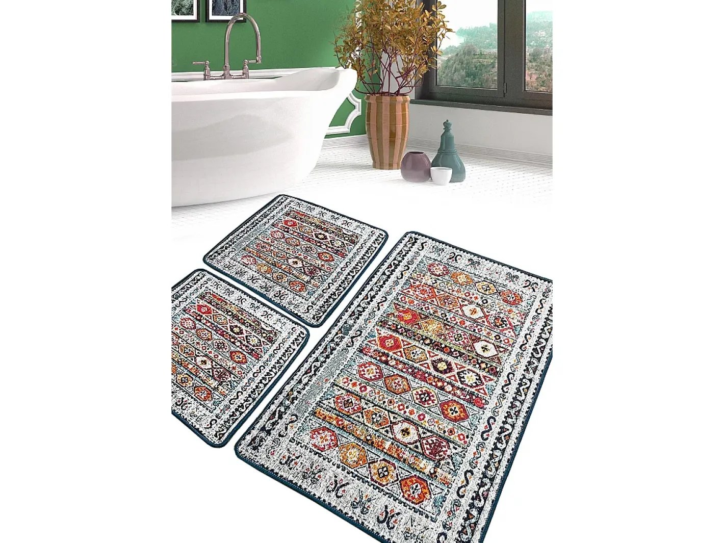Alfombra De Baño|Ropa De Cama-Alfombra de baño Set (3 piezas) Weref Multicolor