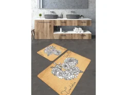Alfombra De Baño|Ropa De Cama-Alfombra de baño Set (2 piezas) Vintage Roses blanco amarillo Multicolor