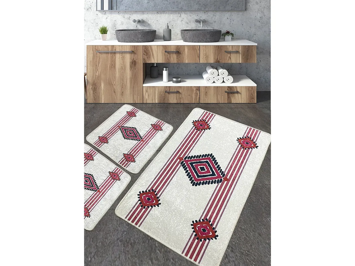 Alfombra De Baño|Ropa De Cama-Alfombra de baño Set (3 piezas) Meore Multicolor