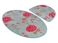 Online Alfombra de baño Set (2 piezas) Lara Oval Multicolor