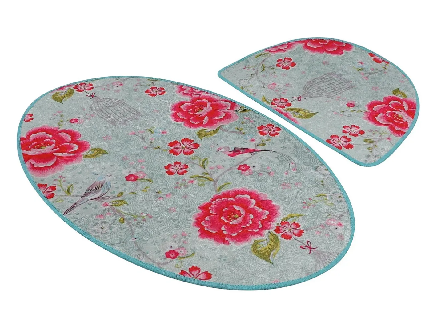 Online Alfombra de baño Set (2 piezas) Lara Oval Multicolor