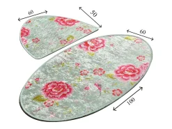 Online Alfombra de baño Set (2 piezas) Lara Oval Multicolor