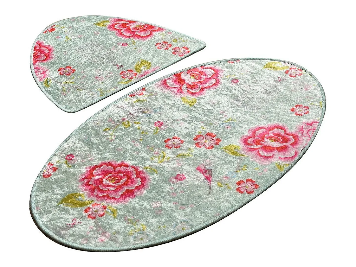 Online Alfombra de baño Set (2 piezas) Lara Oval Multicolor