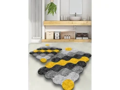 Alfombra De Baño|Ropa De Cama-Alfombra de baño Set (2 piezas) Circle gris antracita amarillo Multicolor