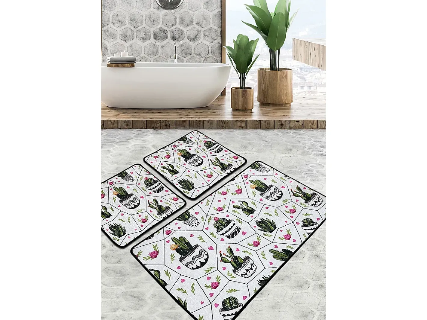 Discount Alfombra de baño Set (3 piezas) Glauce Djt Multicolor
